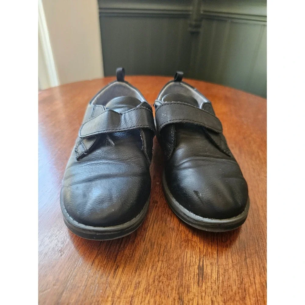 Wonder Nation Boys Black Faux Leather Hook and Loop Dress formal Shoes Size 10‎